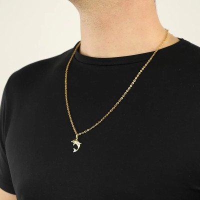 Halskette aus 14 Karat Gelbgold – Motiv „Delphin“