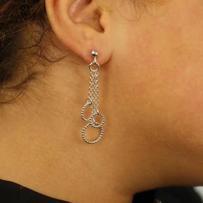Silver Earrings - Triple Rings