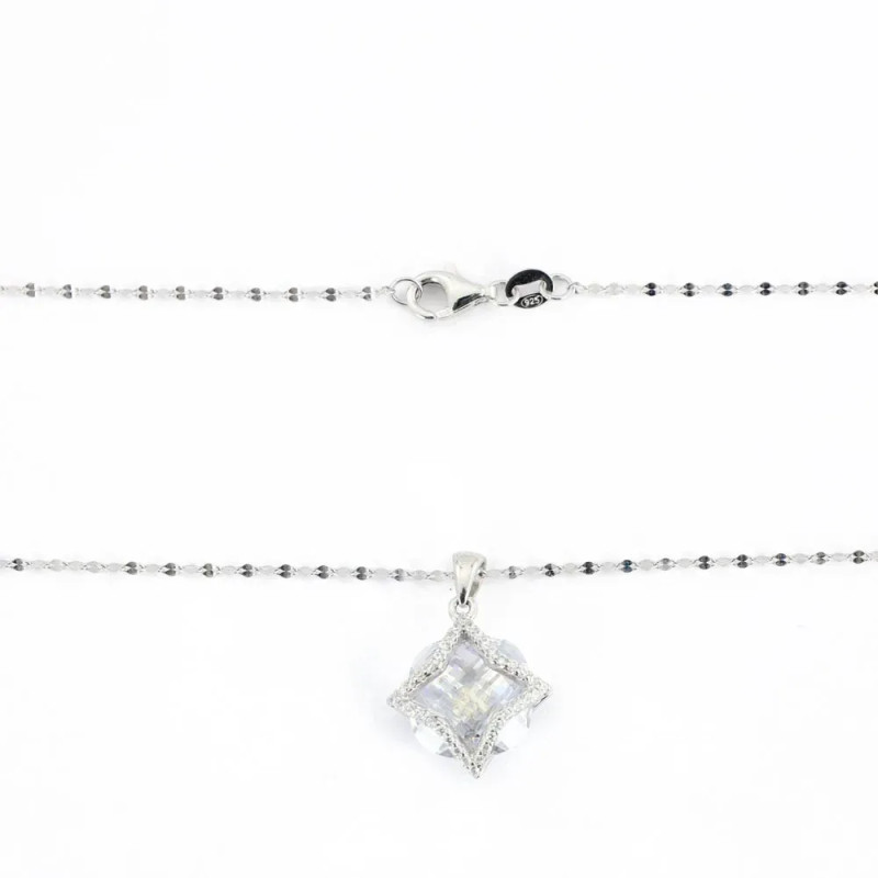 Neue Halskette aus Silber mit geschliffener Blume