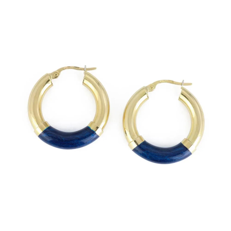 Ohrringe aus 18 Karat Gelbgold – Creolen mit Emaille