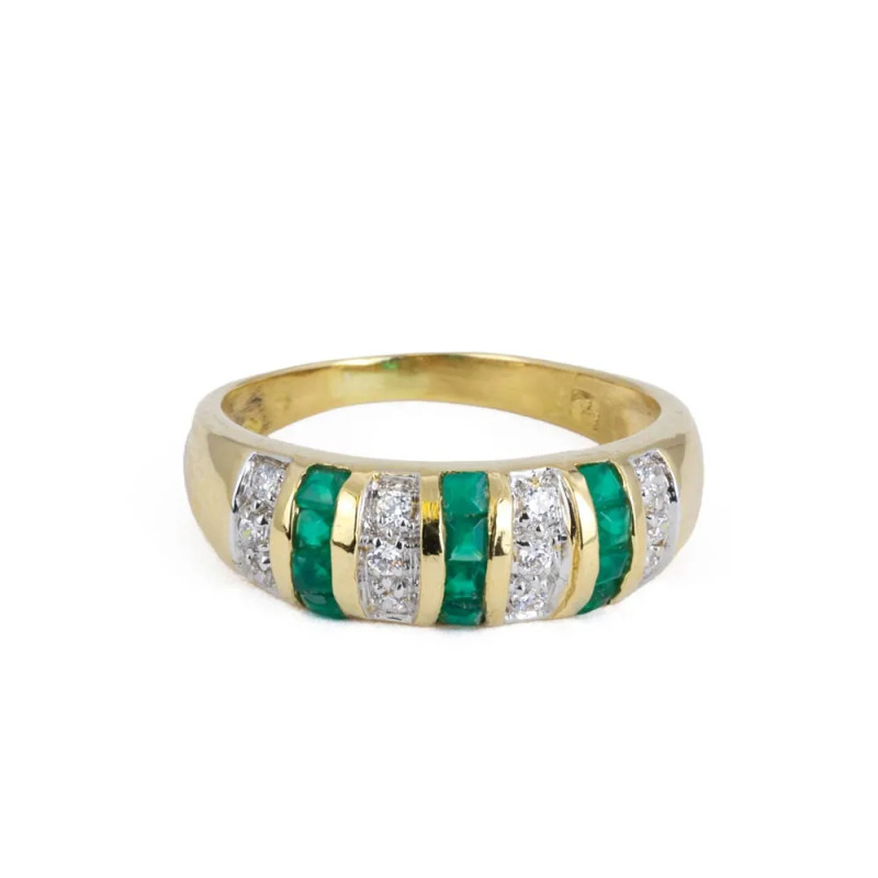 Ring aus 18 Karat Gelbgold mit Zirkonia und Glas