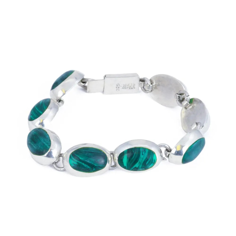 Silberarmband mit Malachiten