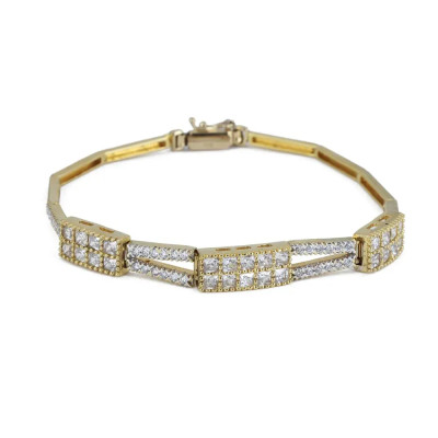 Parure Collier, Bracelet en Or jaune 18k avec Zirconiums
