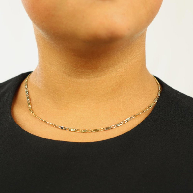 Chaine en Or Jaune et blanc 18k - Maille Alternée
