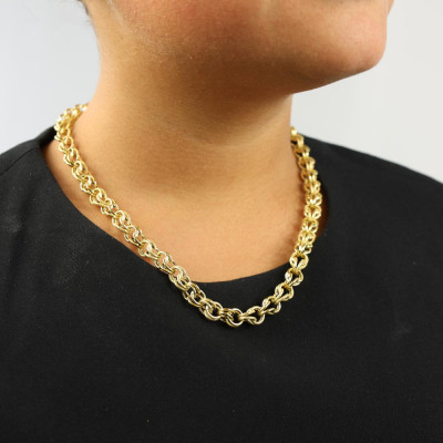 Ketting in 18 karaats geelgoud - "Dubbele koord"-schakel