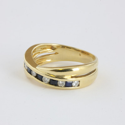 Catawiki - Bague en Or jaune 18k avec Saphirs et Diamants