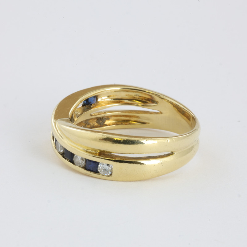 Catawiki - Bague en Or jaune 18k avec Saphirs et Diamants