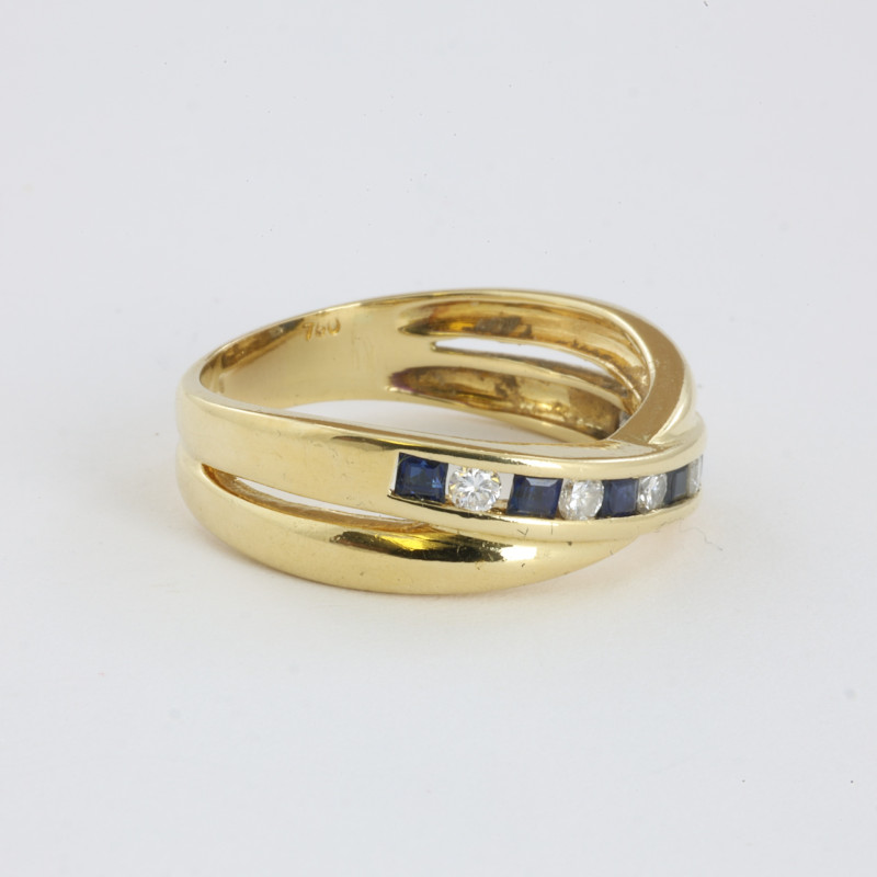 Catawiki - Bague en Or jaune 18k avec Saphirs et Diamants
