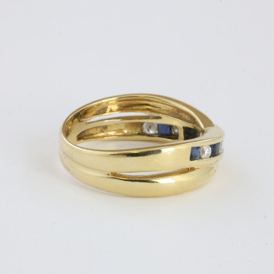 Catawiki - Bague en Or jaune 18k avec Saphirs et Diamants