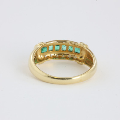 Catawiki - Bague en Or jaune 18k avec Emeraudes et Diamants