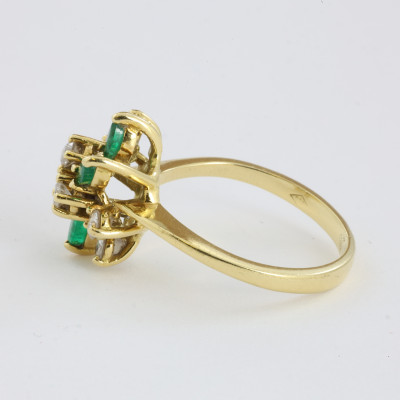 Catawiki - Bague en Or jaune 18k avec Emeraudes et Diamants