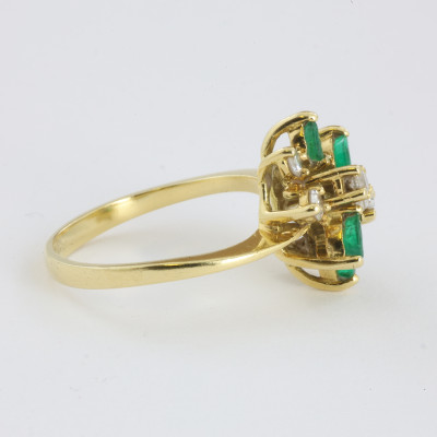 Catawiki - Bague en Or jaune 18k avec Emeraudes et Diamants