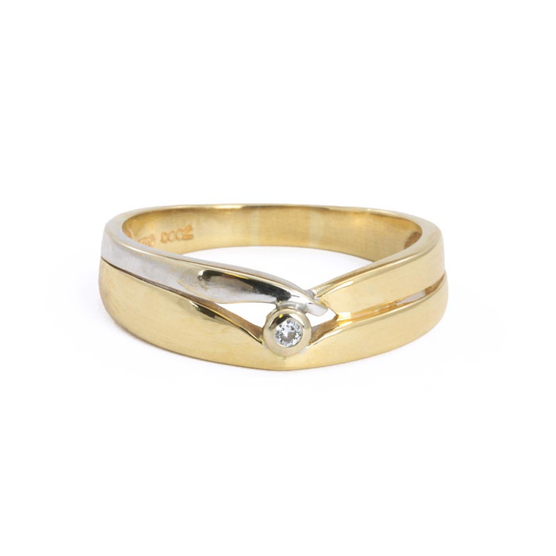 Ring aus 18 Karat Gelb- und Weißgold mit Diamant