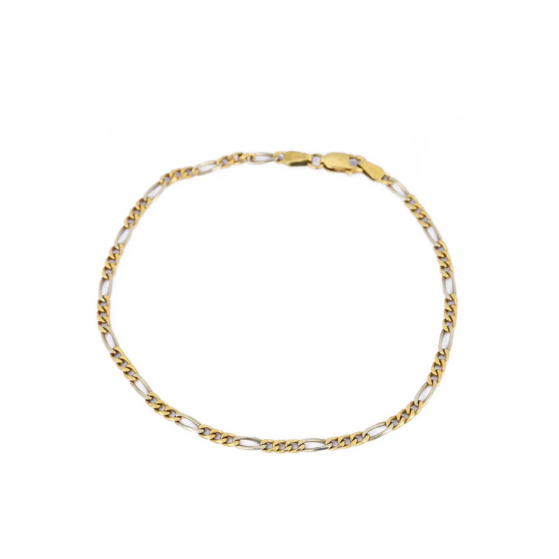 18k yellow and white gold bracelet - Figaro chain