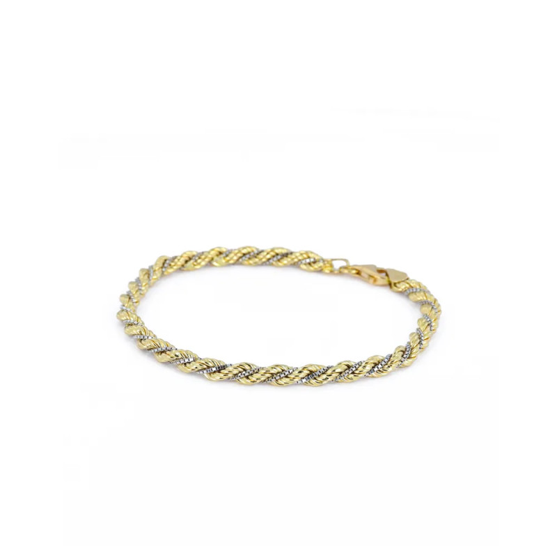 Armband aus 18 Karat Gelb- und Weißgold – funkelndes Torsadé-Gliederarmband
