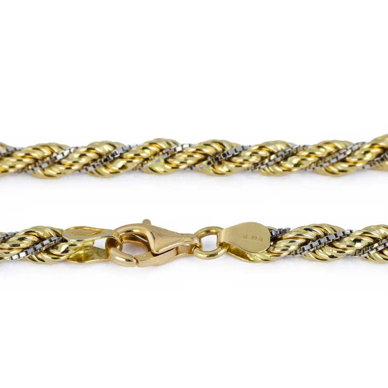 Armband aus 18 Karat Gelb- und Weißgold – funkelndes Torsadé-Gliederarmband