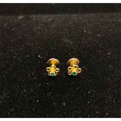 Boucles d'oreilles en Or Jaune 18k avec Emeraudes