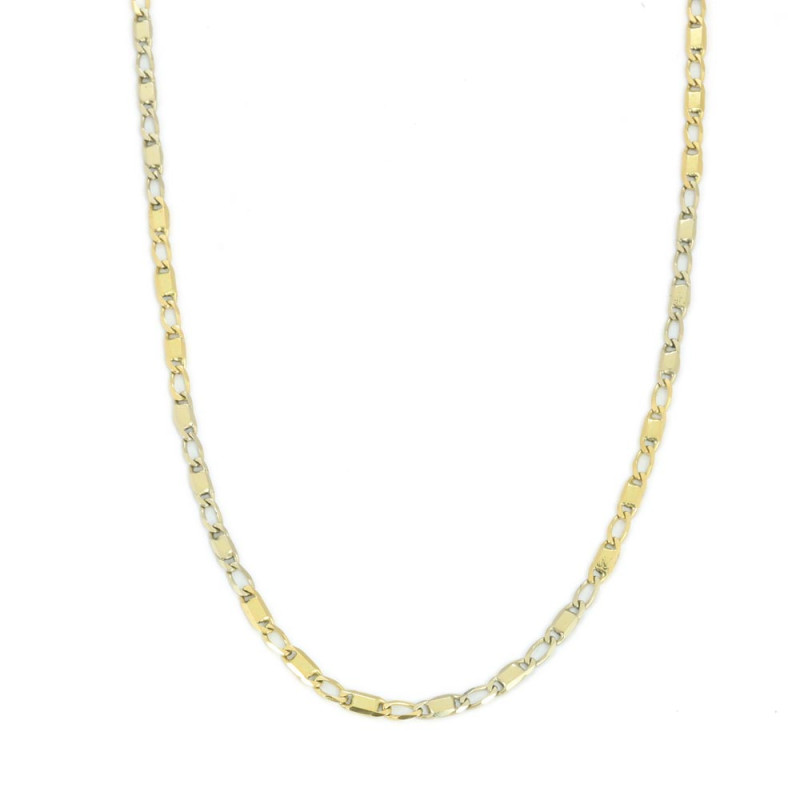 Chaine en Or Jaune et blanc 18k - Maille Alternée