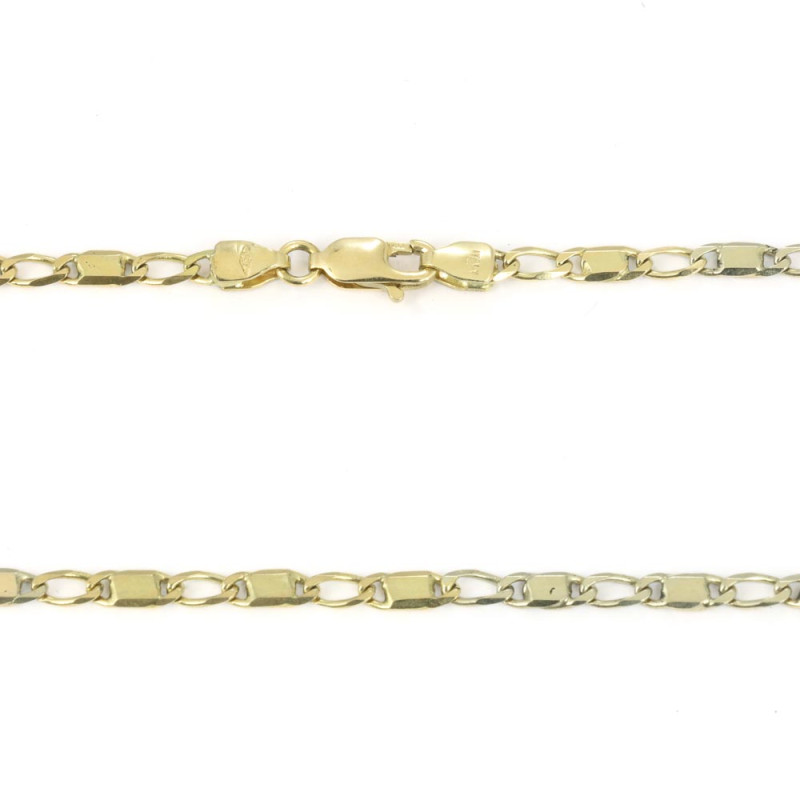 Chaine en Or Jaune et blanc 18k - Maille Alternée