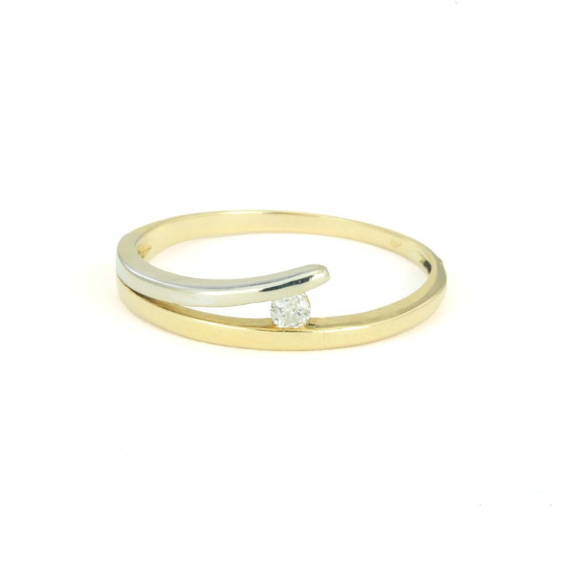 Bague deux Ors 18k avec Diamant