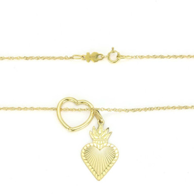 Chaine / Pendentif en Or jaune 18k - "Tous" - Motif "Coeur"
