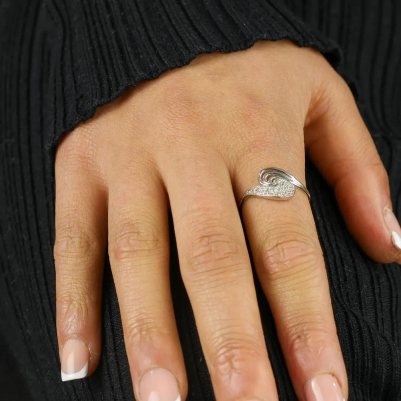 Ring "Toi & Moi" in 18 karaats witgoud met zirkonia's