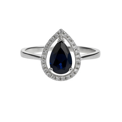 Ring aus 18 Karat Weißgold mit Saphir und Diamanten