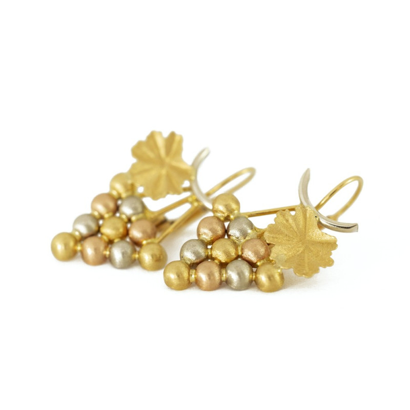 Ohrringe aus 18 Karat 3-fach Gold – Motiv „Weintraube”