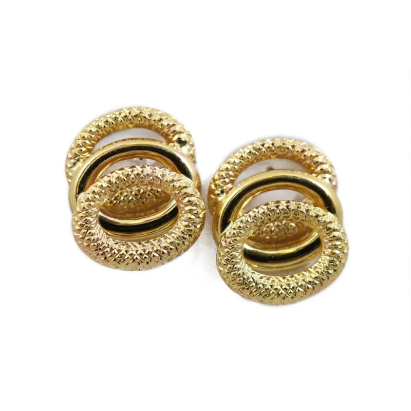 18k yellow gold earrings - "3 rings" motif