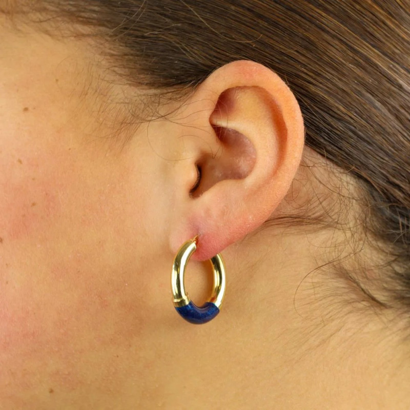Ohrringe aus 18 Karat Gelbgold – Creolen mit Emaille