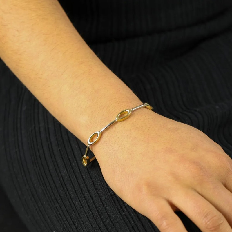 Armband aus 18 Karat Weiß- und Gelbgold – Durchbrochene ovale Glieder