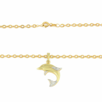 Halskette aus 14 Karat Gelbgold – Motiv „Delphin“