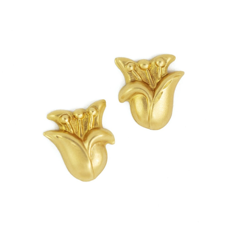Ohrringe aus 18 Karat Gelbgold – Motiv „Stilisierte Blumen“