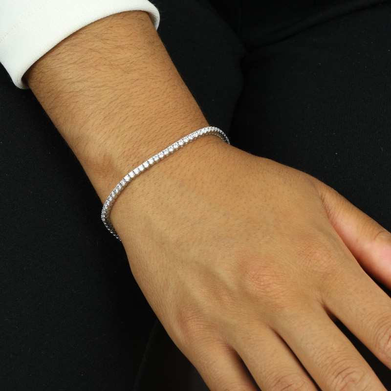 Bracelet en Or blanc 18K avec Cubic Zirconium - Style "Tennis"