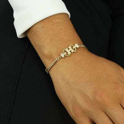 Bracelet en or jaune 18k - Motif "H"